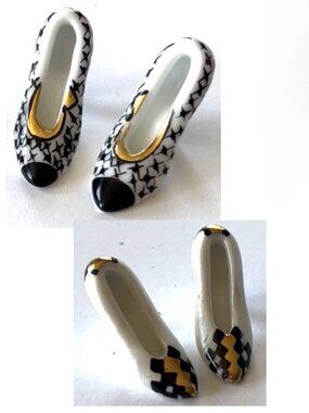 TWO PAIRS * LIMOGES FRANCE PORCELIAN DOLL HEELS